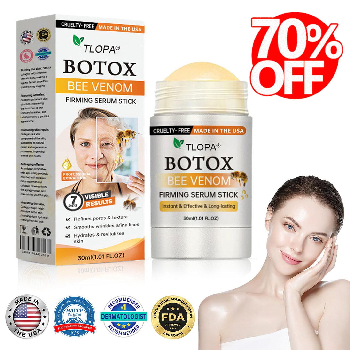 Made and Shipped from USA✨TLOPA® Botox Bee Venom Firming Serum Stick✨(🔥LAST DAY 70% OFF🔥)